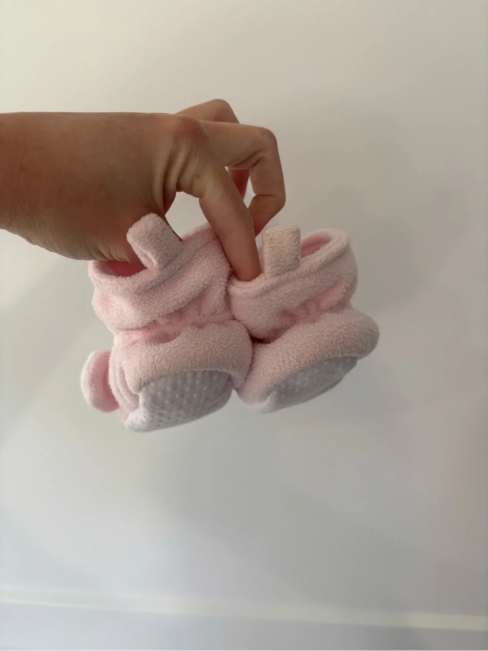 Pink Fleece Elephant Infant Slippers 3-6 months